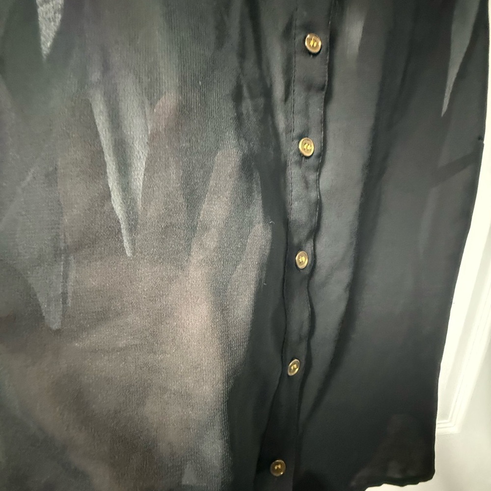 Charlotte Russe Black Sheer Button-Down Blouse - Picture 3 of 5
